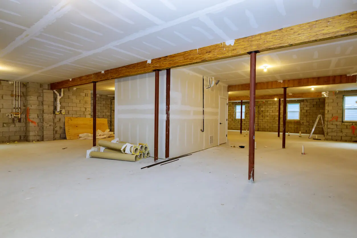 Stock image of a basement excavation.